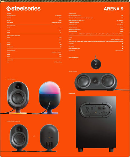 SteelSeries Arena 9 - 5.1-Gaming-Lautsprecher – 5.1 USB Surround-Sound