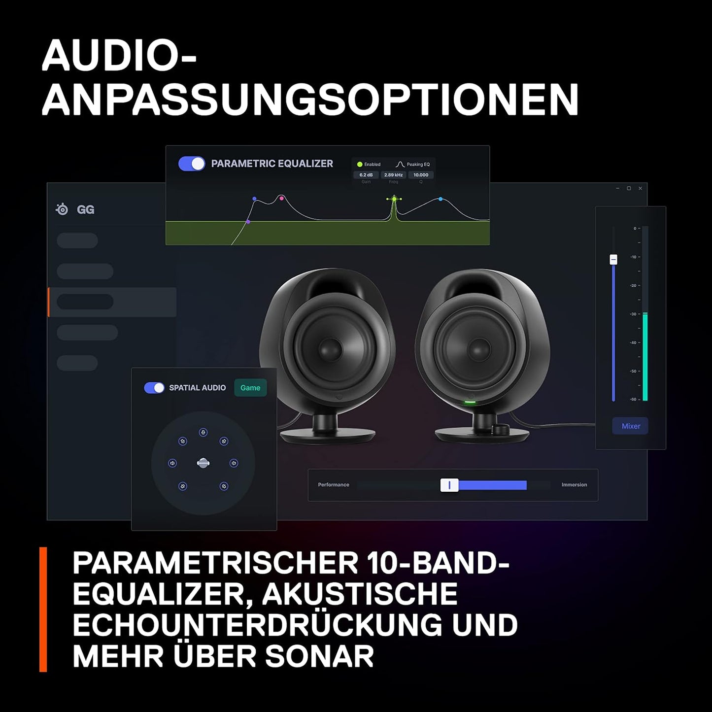 SteelSeries Arena 9 - 5.1-Gaming-Lautsprecher – 5.1 USB Surround-Sound