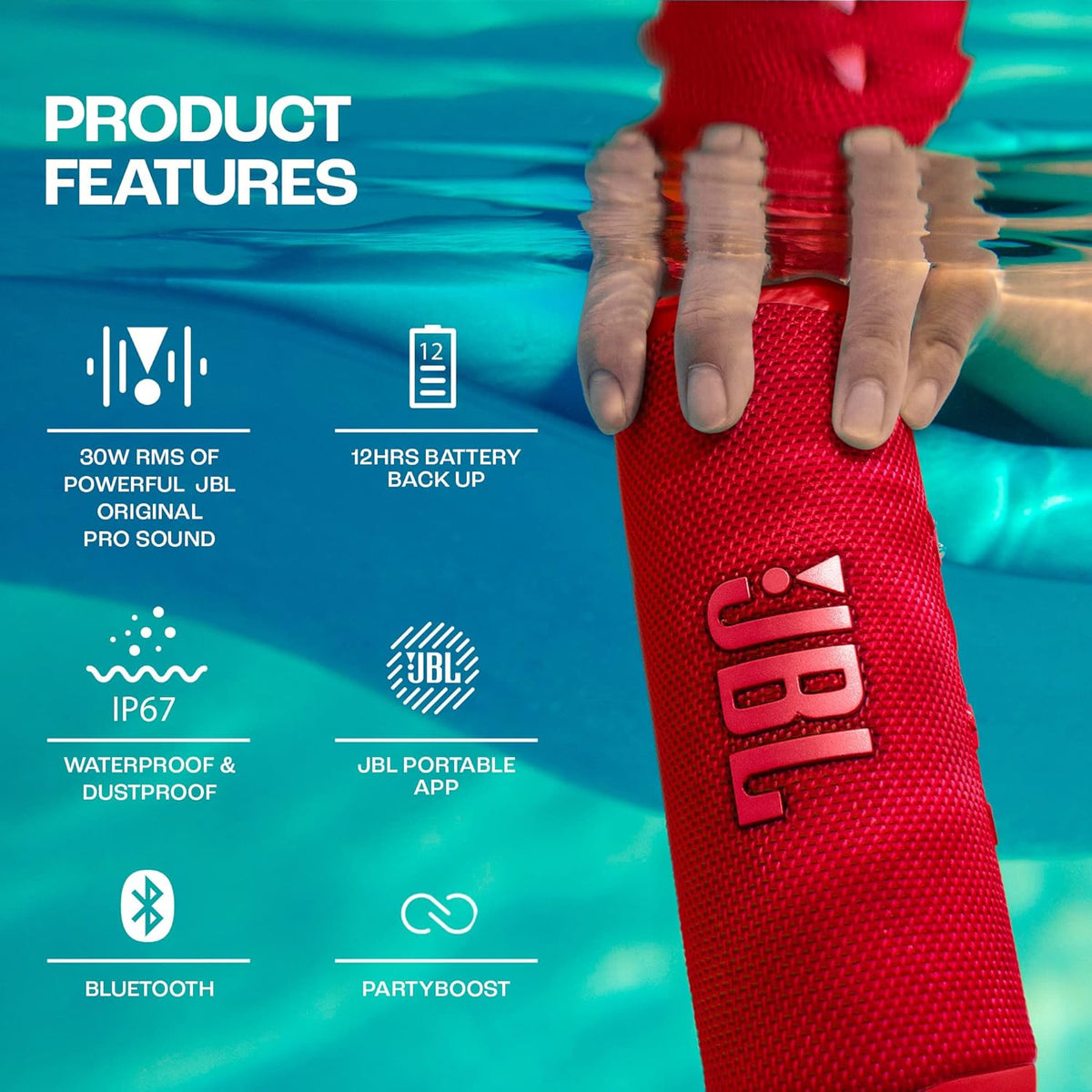JBL Flip 6 Bluetooth Box in Blau – Wasserdichter, tragbarer Lautsprecher mit 2-Wege-Lautsprechersystem für kraftvollen Sound – Bis zu 12 Stunden kabellos Musik abspielen