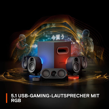 SteelSeries Arena 9 - 5.1-Gaming-Lautsprecher – 5.1 USB Surround-Sound